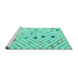 Sideview of Machine Washable Solid Turquoise Modern Area Rugs, wshabs4846turq