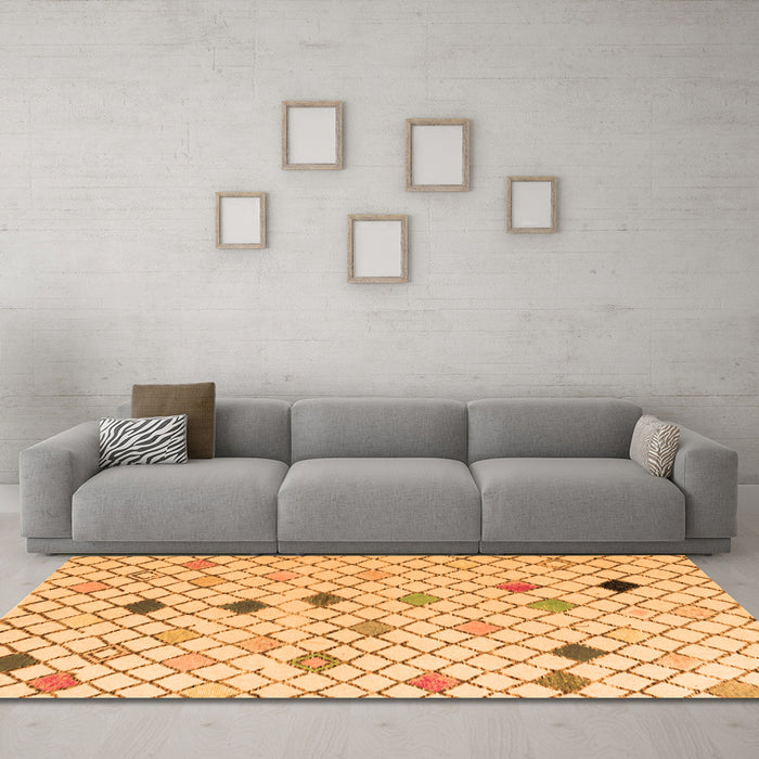 Machine Washable Solid Orange Modern Area Rugs in a Living Room, wshabs4846org
