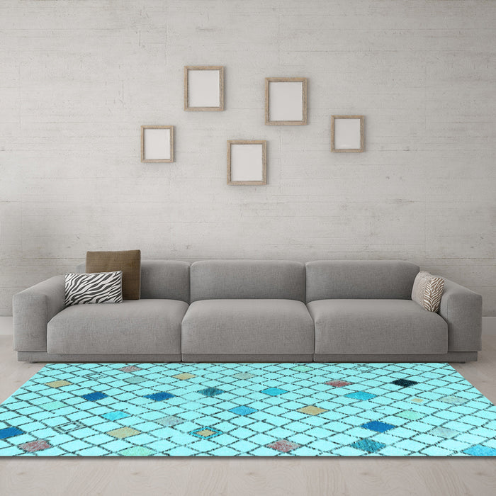 Machine Washable Solid Light Blue Modern Rug in a Living Room, wshabs4846lblu
