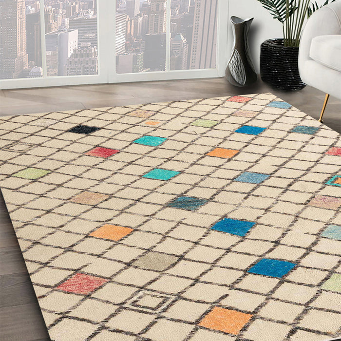 Machine Washable Abstract Camel Brown Rug in a Family Room, wshabs4846