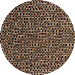 Round Abstract Orange Brown Modern Rug, abs4847