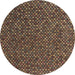 Round Abstract Orange Brown Modern Rug, abs4847