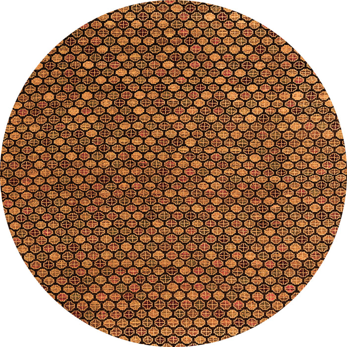 Round Abstract Orange Modern Rug, abs4847org