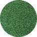 Round Machine Washable Abstract Emerald Green Modern Area Rugs, wshabs4847emgrn