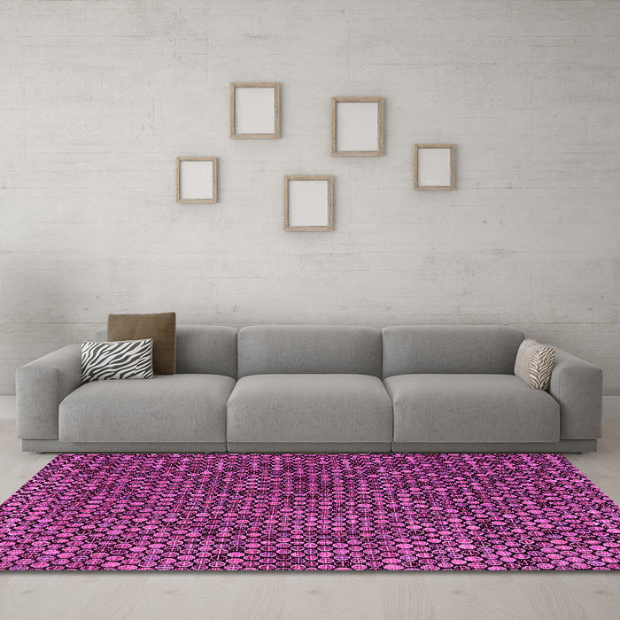 Machine Washable Abstract Pink Modern Rug in a Living Room, wshabs4847pnk