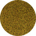 Round Abstract Yellow Modern Rug, abs4847yw