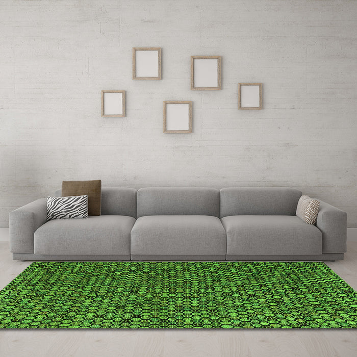 Machine Washable Abstract Green Modern Area Rugs in a Living Room,, wshabs4847grn