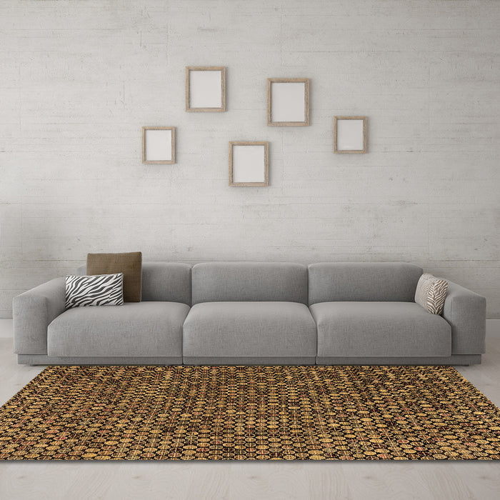 Machine Washable Abstract Brown Modern Rug in a Living Room,, wshabs4847brn