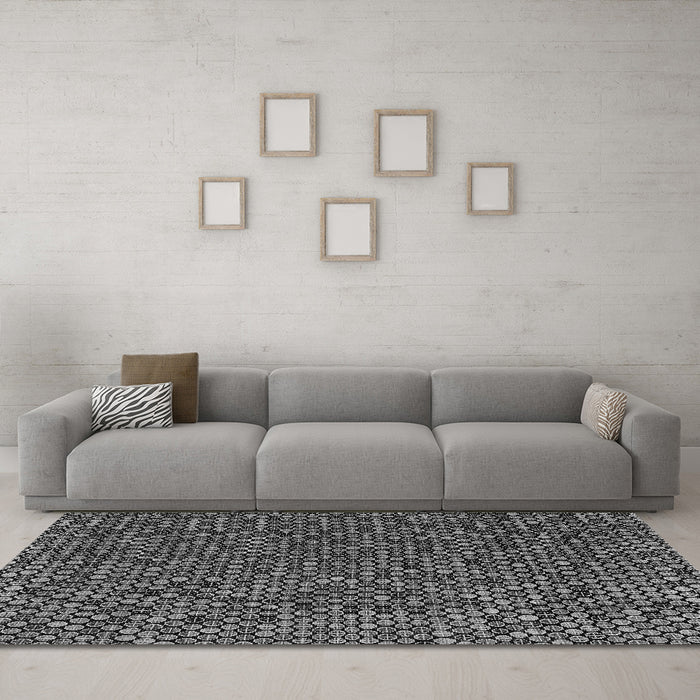 Machine Washable Abstract Gray Modern Rug in a Living Room,, wshabs4847gry