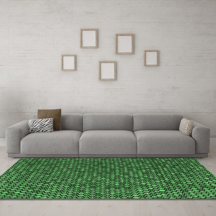 Machine Washable Abstract Emerald Green Modern Area Rugs in a Living Room,, wshabs4847emgrn