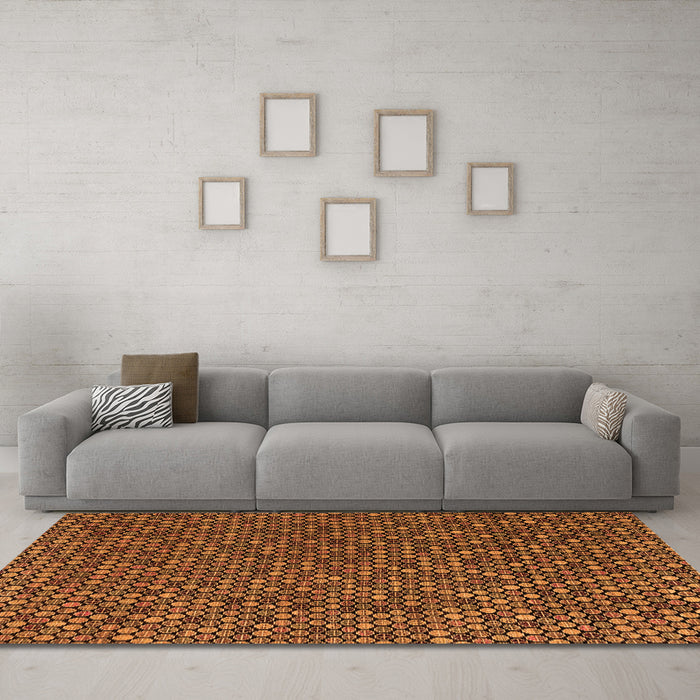 Machine Washable Abstract Orange Modern Area Rugs in a Living Room, wshabs4847org