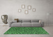 Machine Washable Abstract Emerald Green Modern Area Rugs in a Living Room,, wshabs4848emgrn