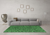 Machine Washable Abstract Emerald Green Modern Rug, wshabs4848emgrn