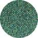 Round Abstract Turquoise Modern Rug, abs4848turq