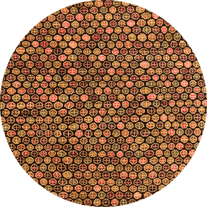 Round Abstract Orange Modern Rug, abs4848org