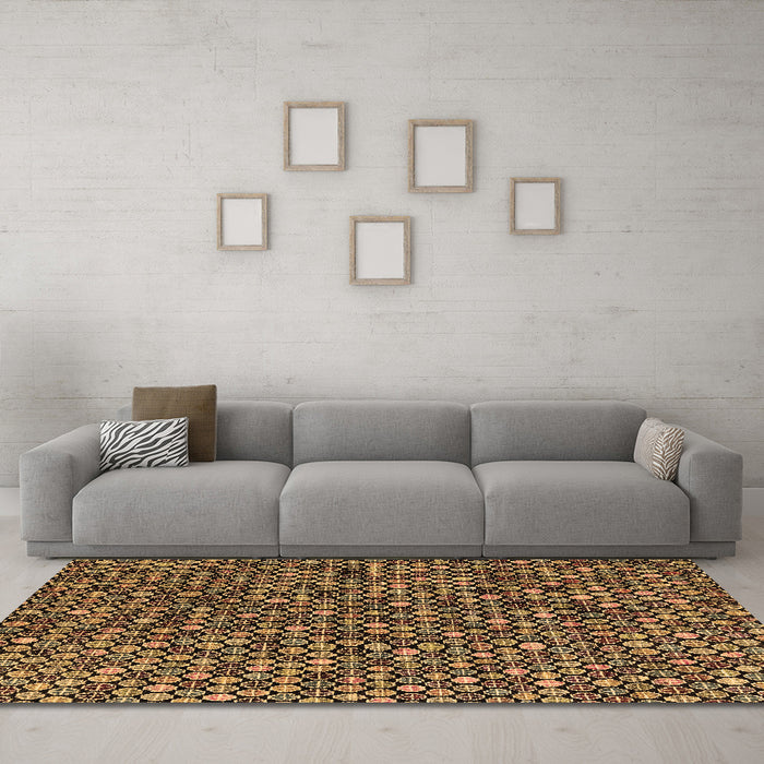 Machine Washable Abstract Brown Modern Rug in a Living Room,, wshabs4848brn