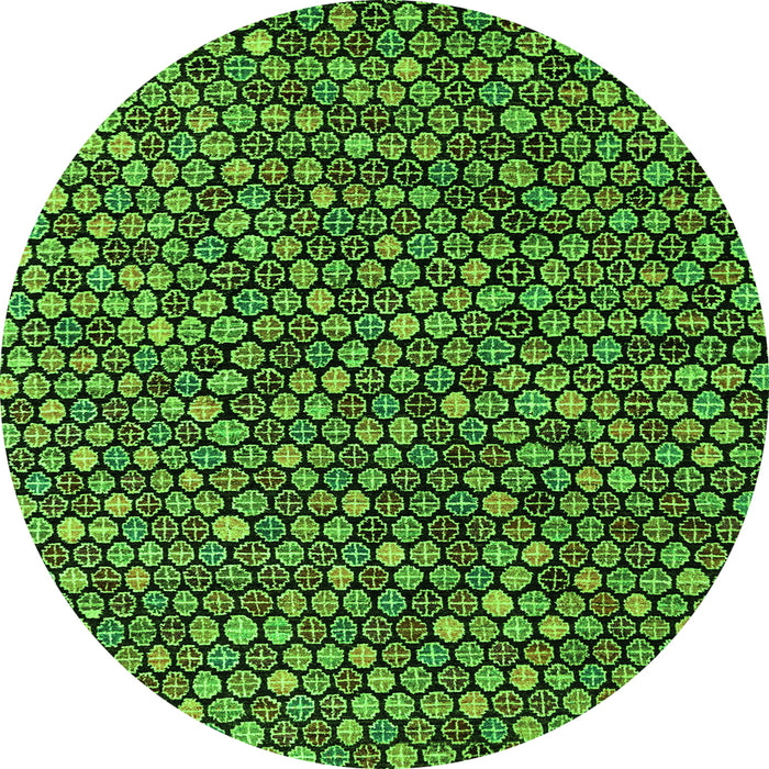 Round Machine Washable Abstract Green Modern Area Rugs, wshabs4848grn