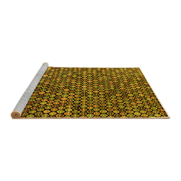 Sideview of Machine Washable Abstract Yellow Modern Rug, wshabs4848yw