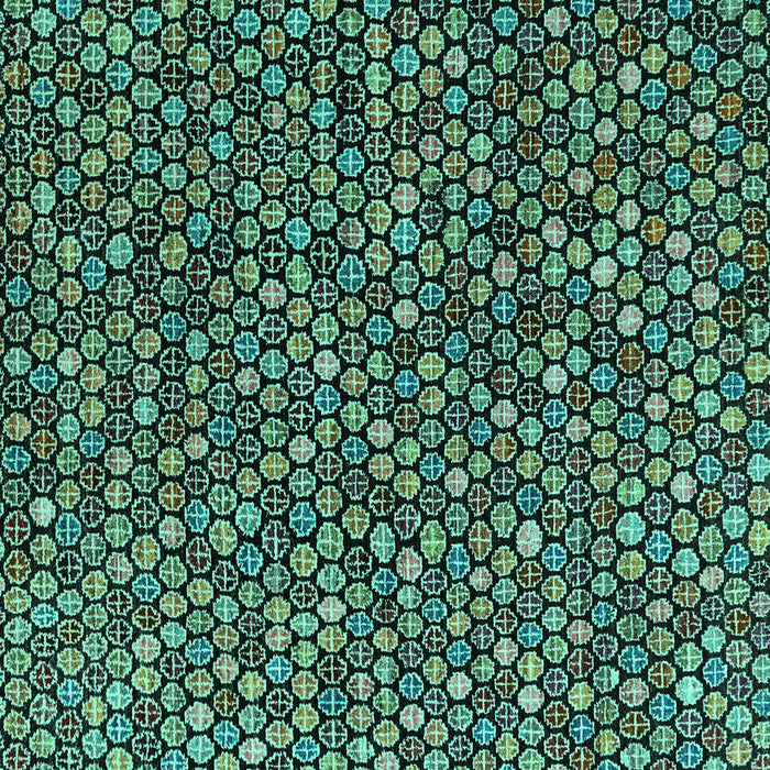 Square Machine Washable Abstract Turquoise Modern Area Rugs, wshabs4848turq
