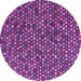 Round Machine Washable Abstract Purple Modern Area Rugs, wshabs4848pur