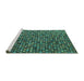 Sideview of Machine Washable Abstract Turquoise Modern Area Rugs, wshabs4848turq