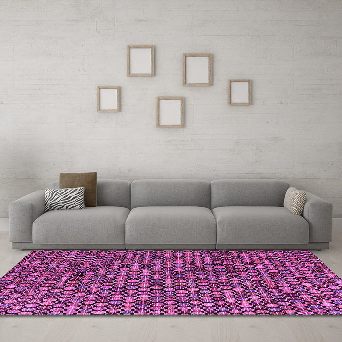 Machine Washable Abstract Pink Modern Rug in a Living Room, wshabs4848pnk