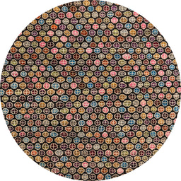 Round Abstract Red Modern Rug, abs4848