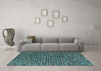 Machine Washable Abstract Light Blue Modern Rug, wshabs4848lblu