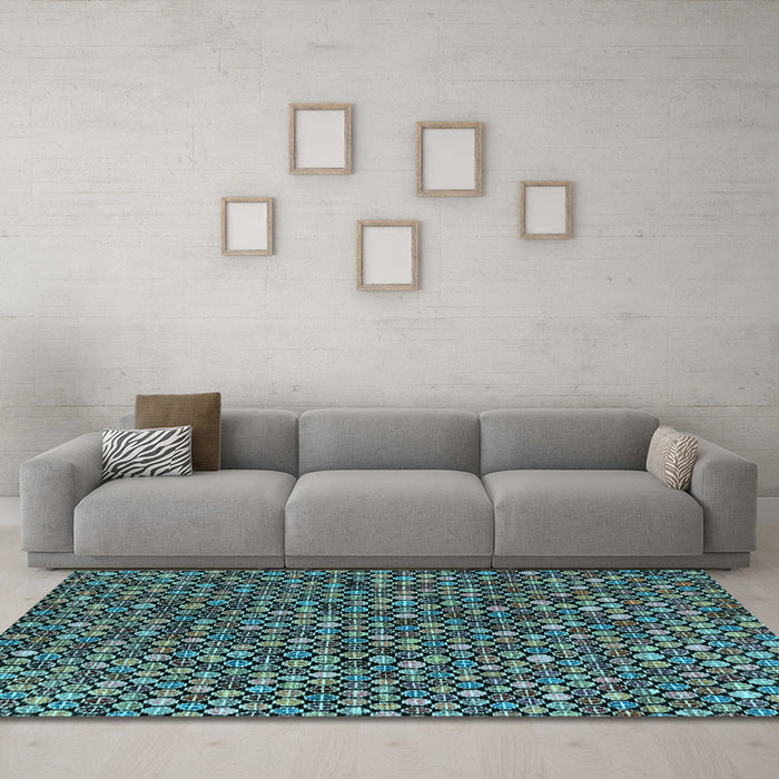 Machine Washable Abstract Light Blue Modern Rug in a Living Room, wshabs4848lblu