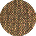 Round Abstract Brown Modern Rug, abs4848brn