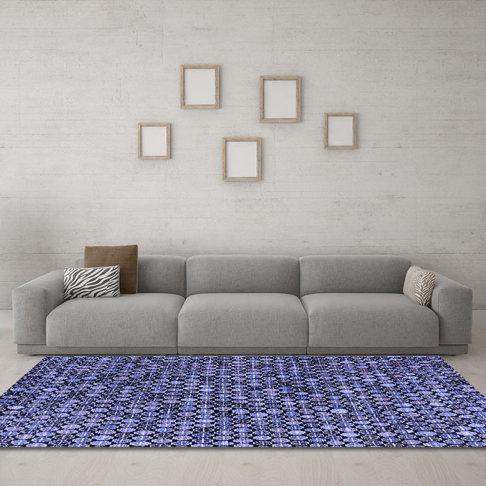 Machine Washable Abstract Blue Modern Rug in a Living Room, wshabs4848blu