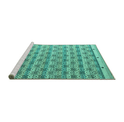 Sideview of Machine Washable Abstract Turquoise Modern Area Rugs, wshabs4849turq