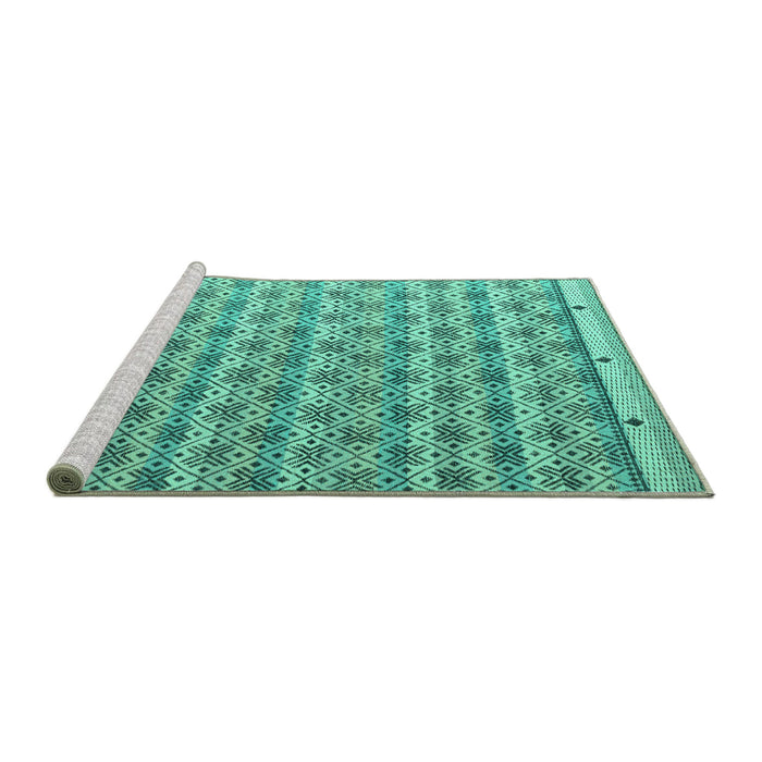 Sideview of Machine Washable Abstract Turquoise Modern Area Rugs, wshabs4849turq