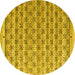 Round Machine Washable Abstract Yellow Modern Rug, wshabs4849yw