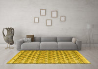 Machine Washable Abstract Yellow Modern Rug, wshabs4849yw