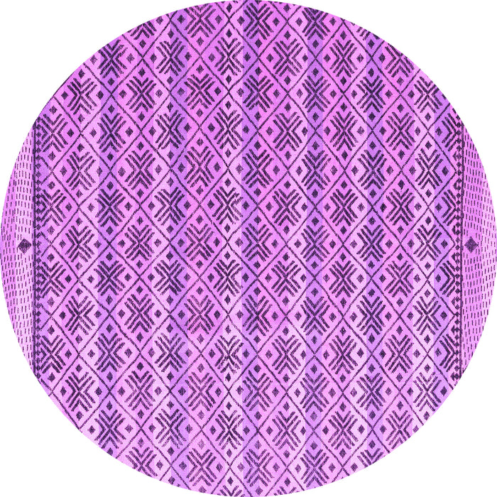 Round Machine Washable Abstract Purple Modern Area Rugs, wshabs4849pur