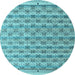 Round Abstract Light Blue Modern Rug, abs4849lblu