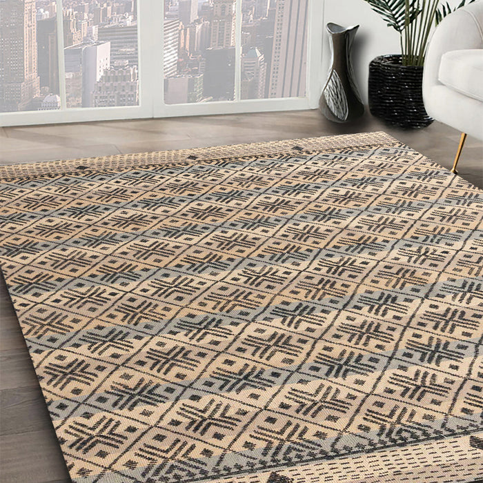 Abstract Brown Modern Rug in Family Room, abs4849