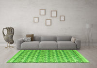 Machine Washable Abstract Green Modern Rug, wshabs4849grn