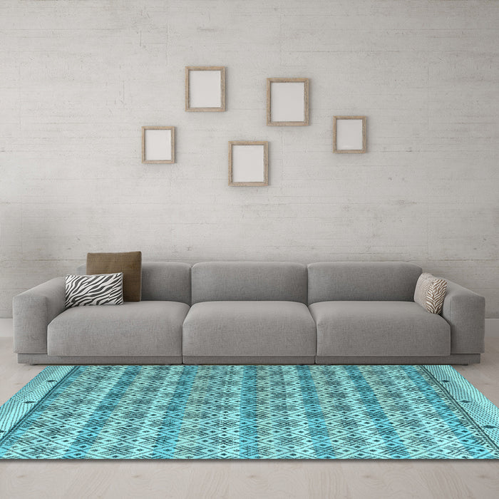 Machine Washable Abstract Light Blue Modern Rug in a Living Room, wshabs4849lblu