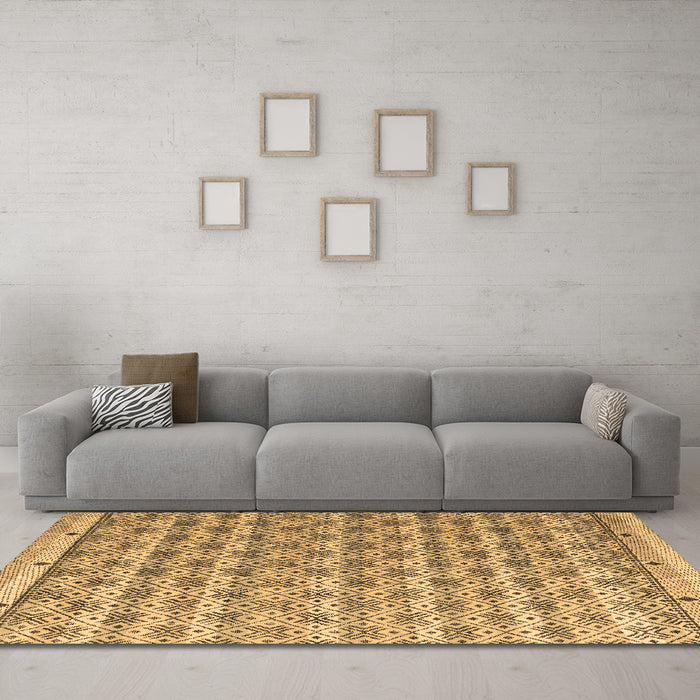 Machine Washable Abstract Brown Modern Rug in a Living Room,, wshabs4849brn