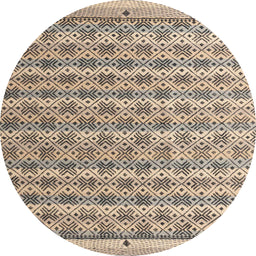 Round Machine Washable Abstract Brown Rug, wshabs4849