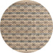 Round Machine Washable Abstract Brown Rug, wshabs4849