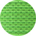 Round Machine Washable Abstract Green Modern Area Rugs, wshabs4849grn