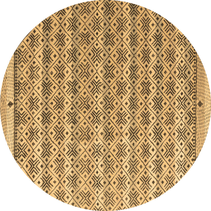 Round Abstract Brown Modern Rug, abs4849brn