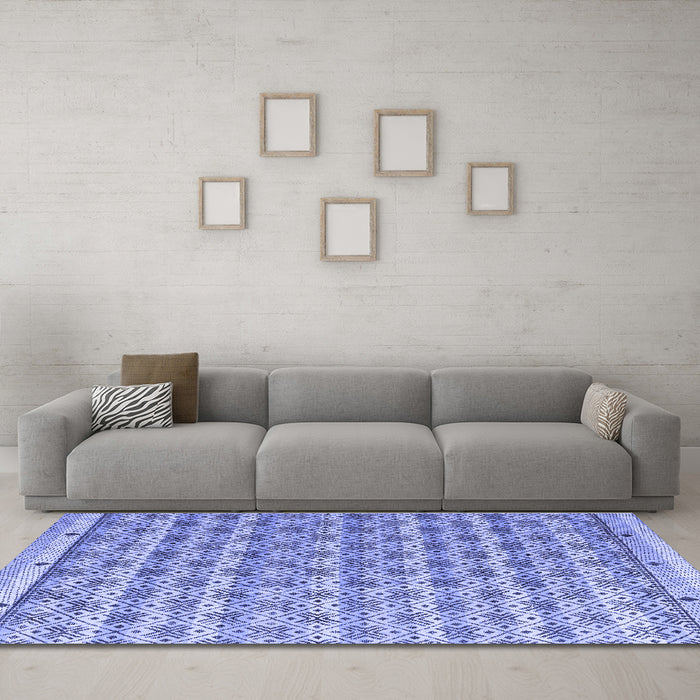 Machine Washable Abstract Blue Modern Rug in a Living Room, wshabs4849blu