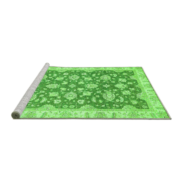 Sideview of Machine Washable Oriental Green Traditional Area Rugs, wshabs484grn