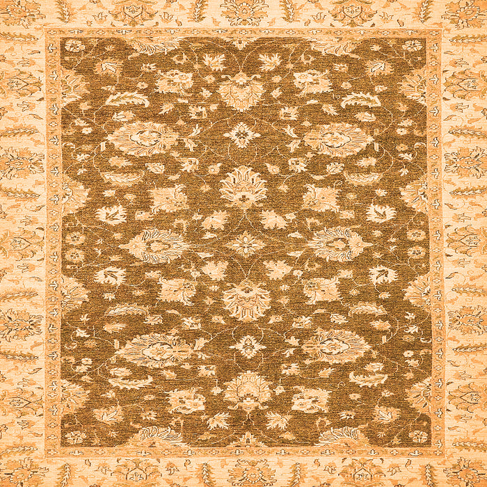 Square Machine Washable Oriental Orange Traditional Area Rugs, wshabs484org