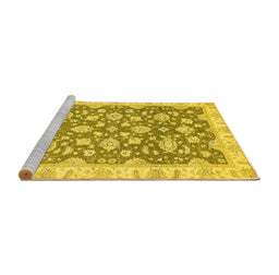 Sideview of Machine Washable Oriental Yellow Traditional Rug, wshabs484yw