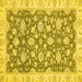 Square Oriental Yellow Traditional Rug, abs484yw